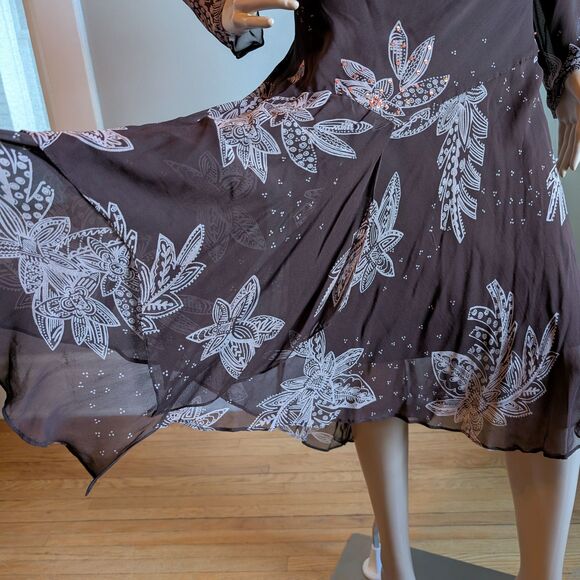 NWT Vintage Y2K Eva Blue Brown Midi Dress Fairycore Beaded Sequin Whimsygoth 10 - Picture 4 of 15